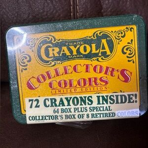 Crayola Collector's Colors Tin - Yellow & Green Metal Case